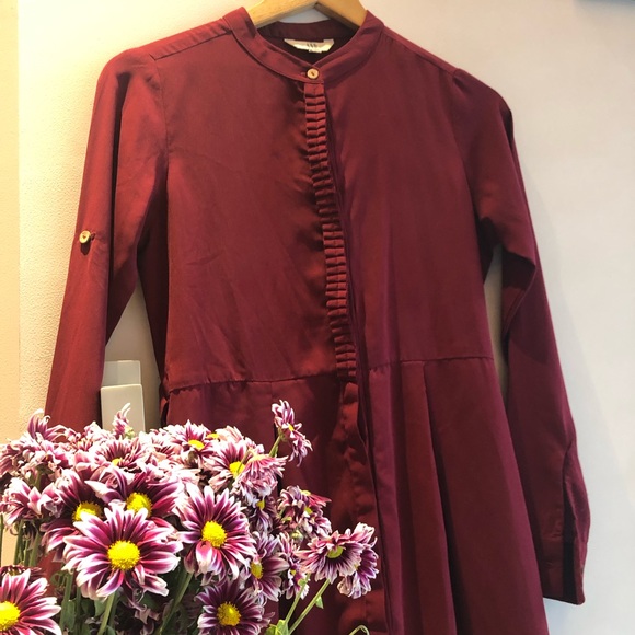 🤩 Elegant Maroon Button up Dress | Good as new | AND - Picture 3 of 12